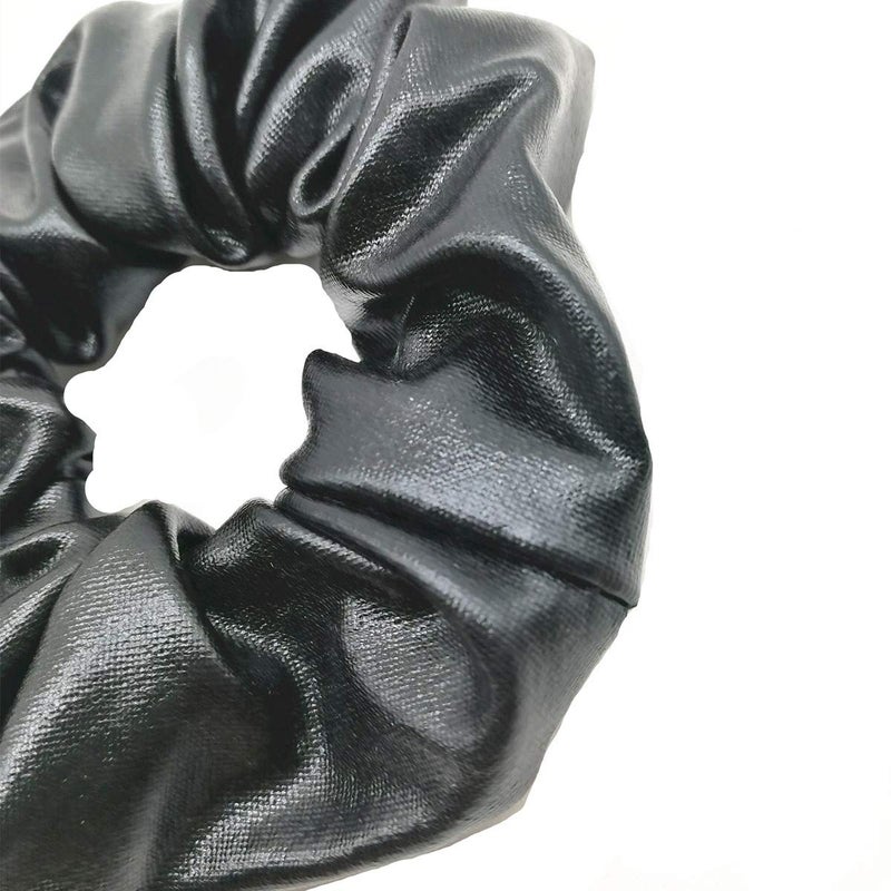 CONOFA 4 Pack Hair Elastics Scrunchies waterproof Faux Leather Scrunchy Bobbles Soft Elegant Elastic Hair Bands Hair Ties stage performance (Black) - Image 3
